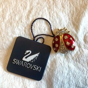 Swarovski Red and Gold Crystal Ladybug Brooch